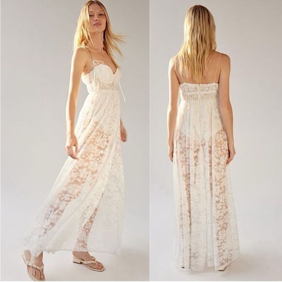 For Love & Lemons Lorena Lace Sheer Maxi Dress - Picture 2 of 6